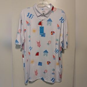 Proud Ninety 90 Polo golf Pickball shirt summer fun prints Men's 3X NWT